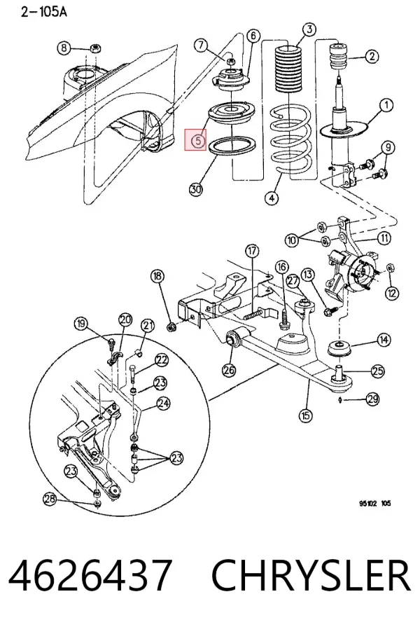 Rodamiento de soporte del amortiguador delantero 4626437 Chrysler