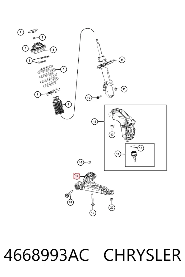 Brazo inferior izquierdo de la suspensión delantera 4668993AC Chrysler