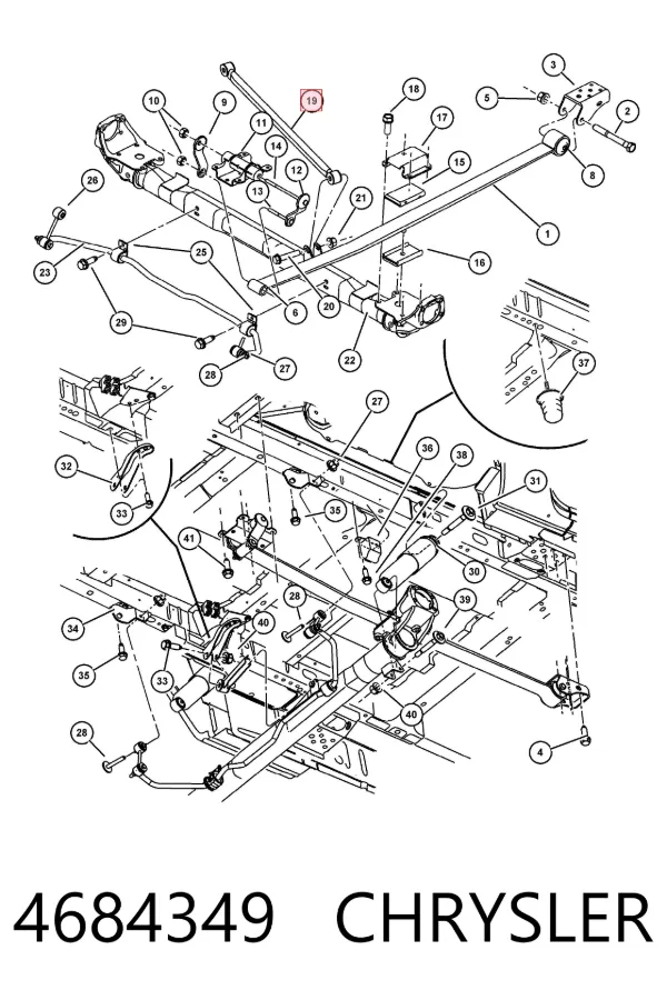 Barra transversal reactiva de la suspensión trasera 4684349 Chrysler