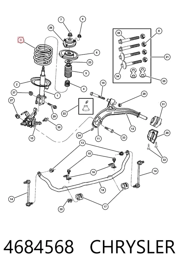 Muelle delantero izquierdo 4684568 Chrysler