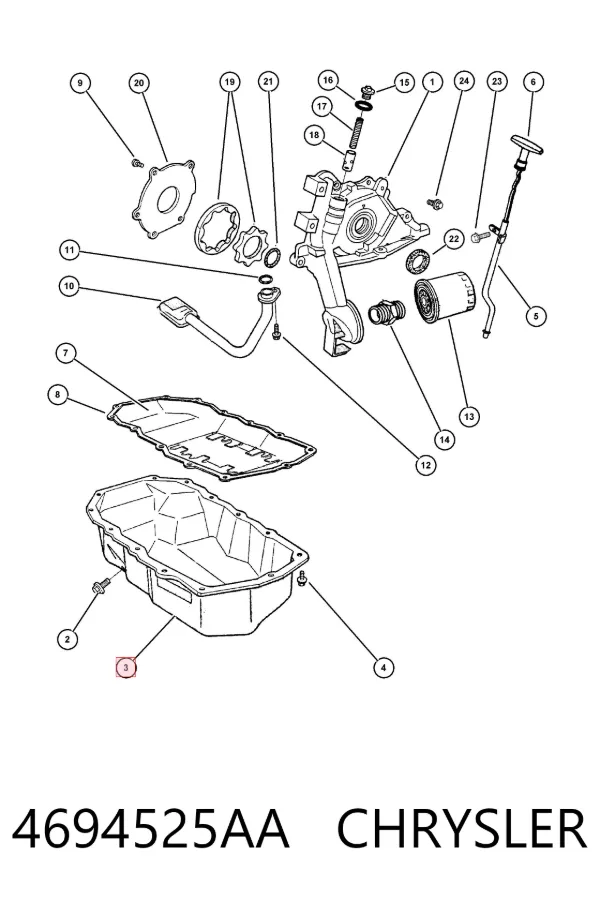 Cárter de aceite del motor 4694525AA Chrysler