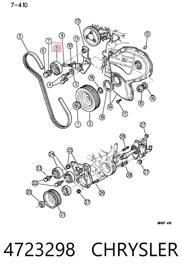 Polea tensora correa poli V 4723298 Chrysler
