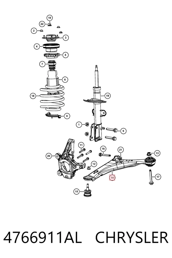 Brazo inferior izquierdo de la suspensión delantera 4766911AL Chrysler