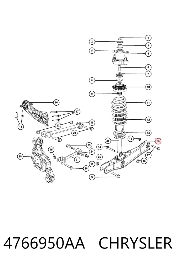 Brazo transversal de suspensión trasera 4766950AA Chrysler