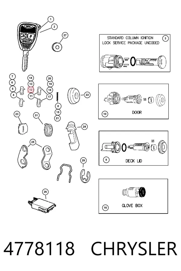 Paleta de cerradura 4778118 Chrysler