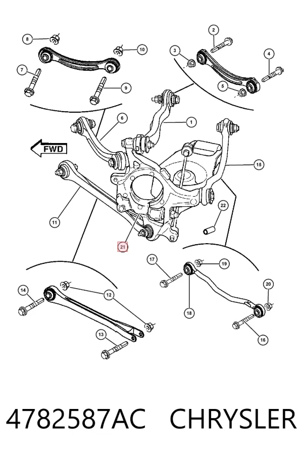 Mangueta trasera izquierda 4782587AC Chrysler