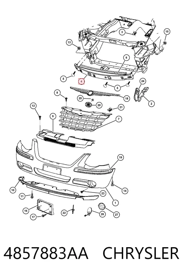 Absorbedor del parachoques delantero 4857883AA Chrysler