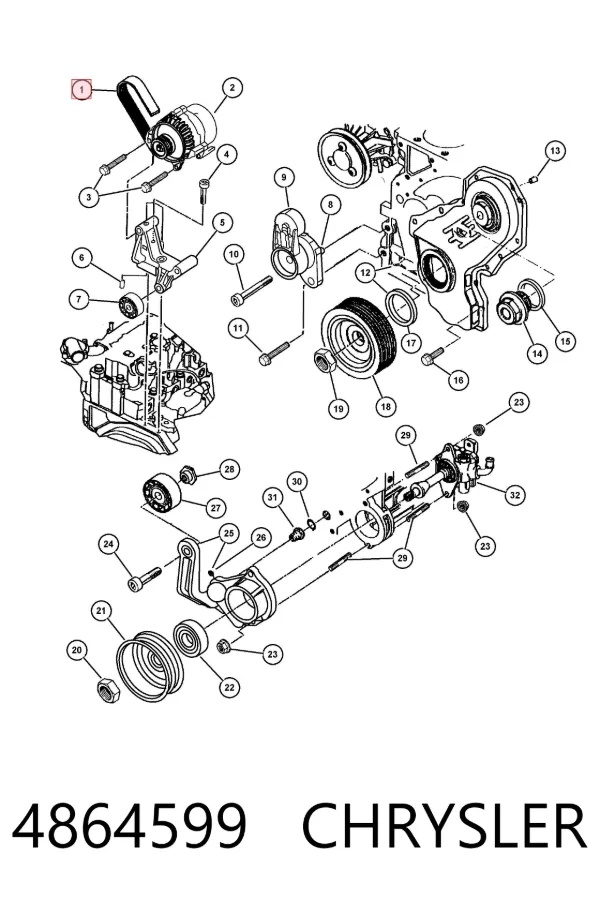 Correa de alternador 4864599 Chrysler