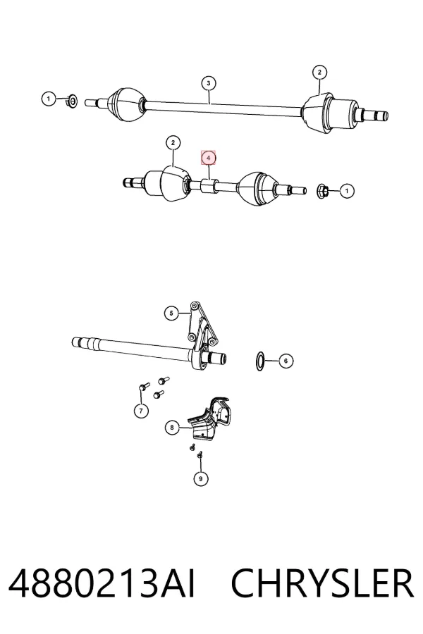 Semieje delantero izquierdo 4880213AI Chrysler