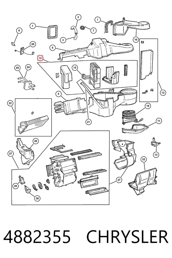 Evaporador de aire acondicionado 4882355 Chrysler