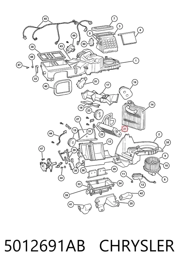 Radiador calefacción 5012691AB Chrysler