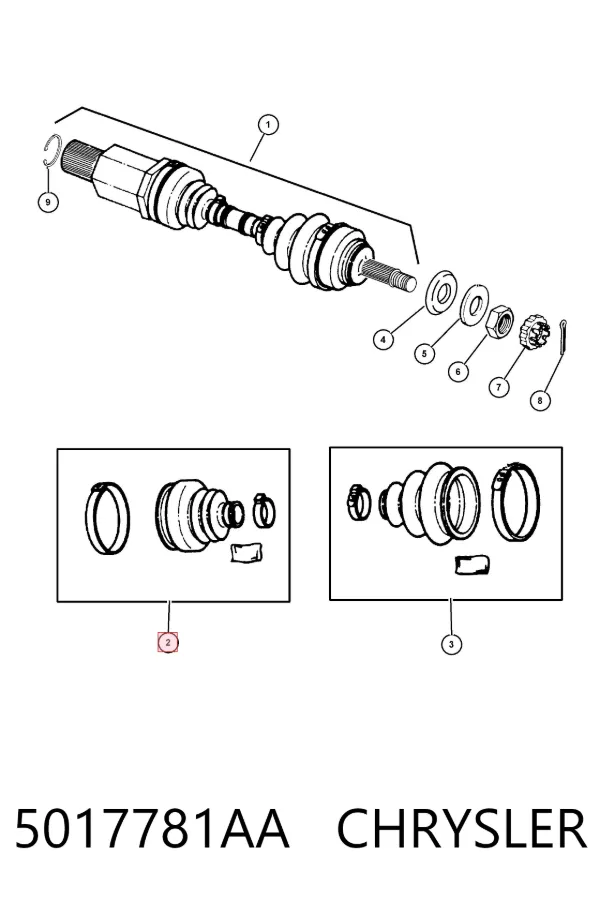 Fuelle de semieje delantero interior 5017781AA Chrysler