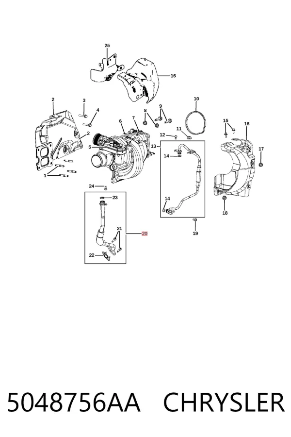 Tubo de drenaje de aceite de turbocompresor 5048756AA Chrysler