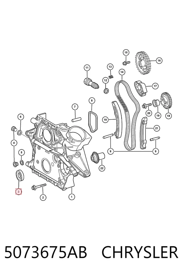 Retén de cigüeñal frontal 5073675AB Chrysler