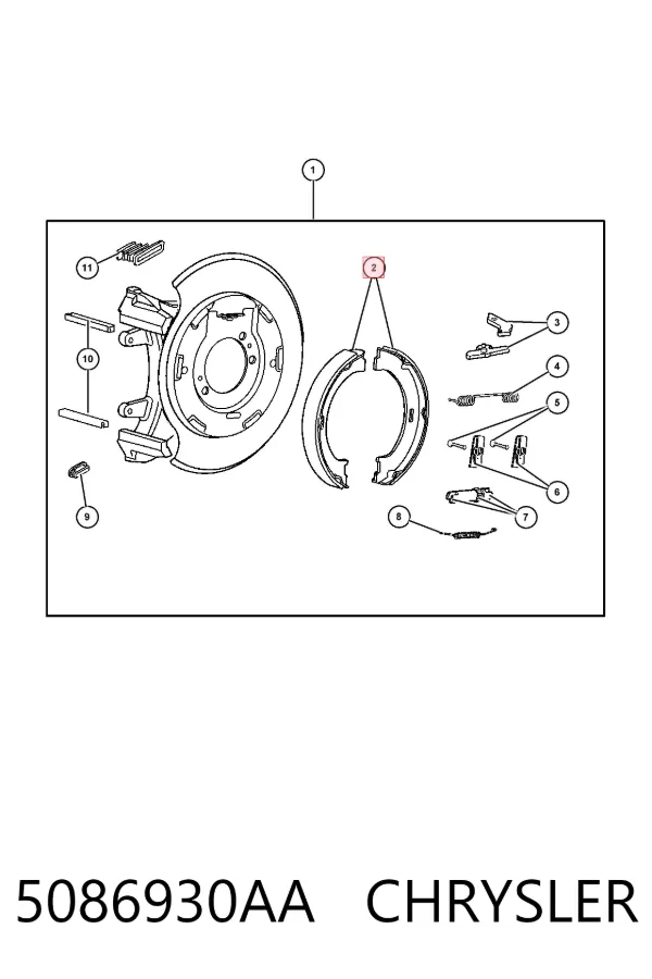 Zapatas de freno de mano 5086930AA Chrysler
