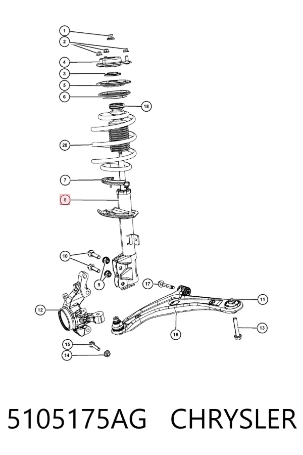 Amortiguador delantero izquierdo 5105175AG Chrysler