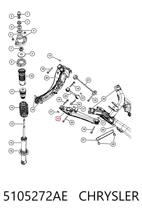Brazo inferior trasero izquierdo/derecho 5105272AE Chrysler