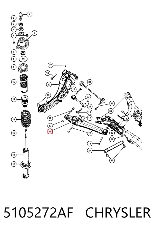 Brazo inferior trasero izquierdo/derecho 5105272AF Chrysler