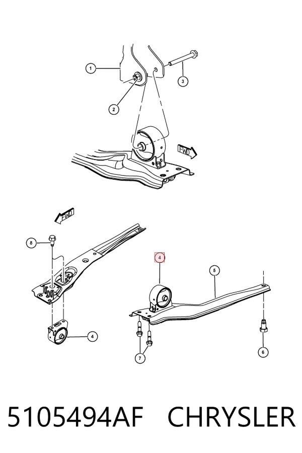 Soporte de motor delantero 5105494AF Chrysler