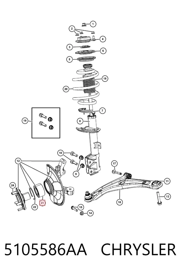 Cojinete de rueda delantero 5105586AA Chrysler