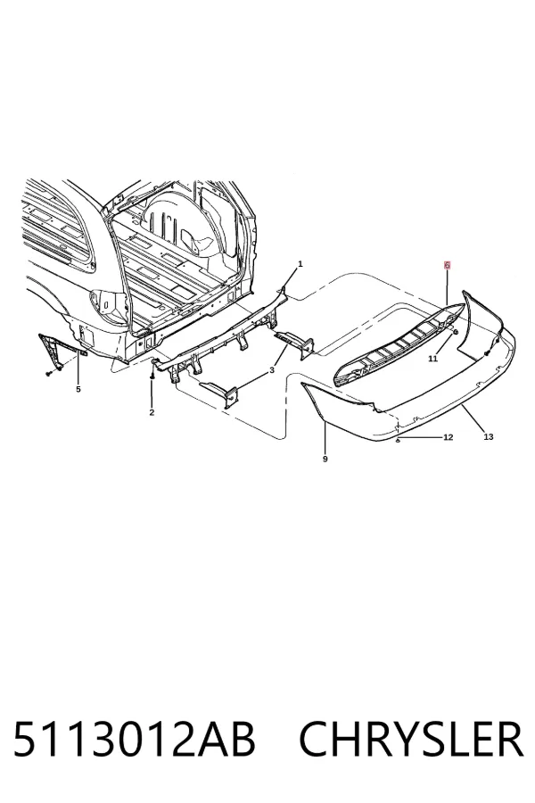 Refuerzo parachoques trasero Chrysler Voyager III