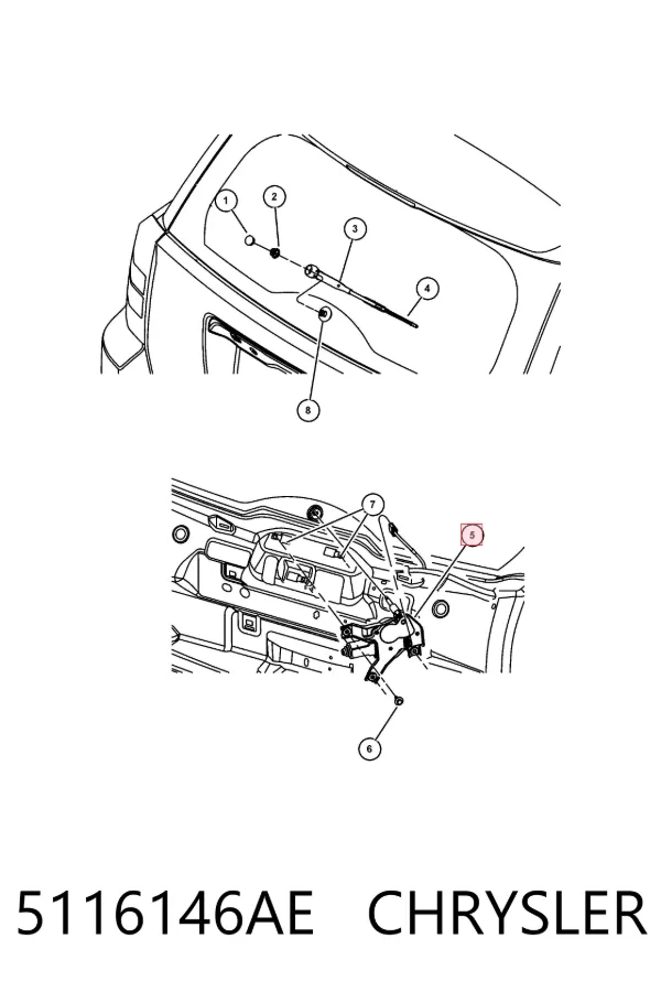 Motor limpiaparabrisas, trasera 5116146AE Chrysler