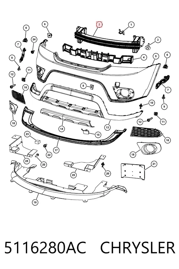 Refuerzo parachoque delantero 5116280AC Chrysler