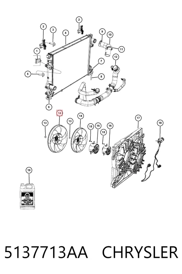 Ventilador del radiador 5137713AA Chrysler