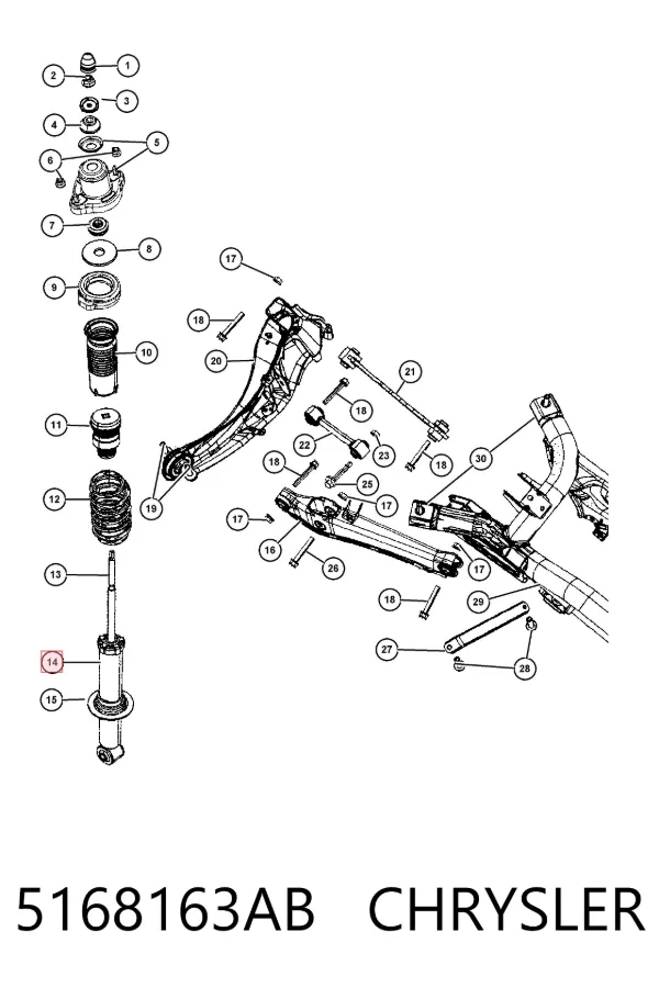 Amortiguador trasero 5168163AB Chrysler