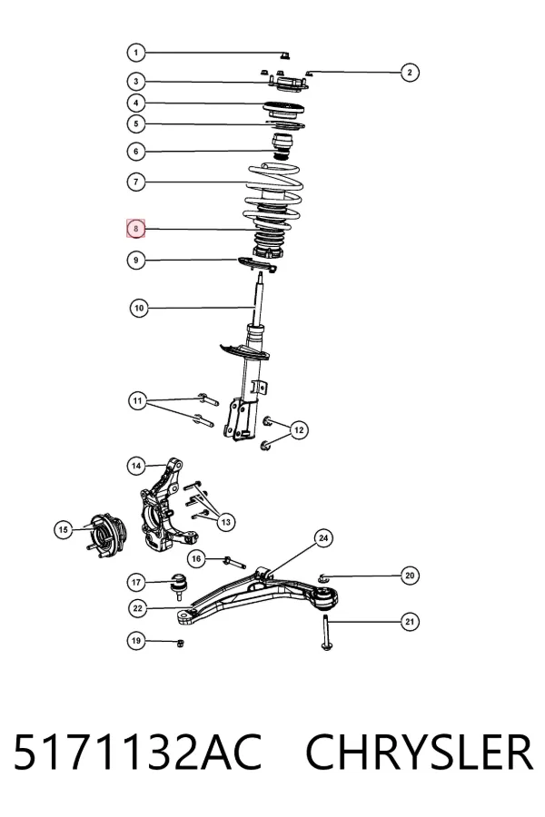 Fuelle, amortiguador delantero 5171132AC Chrysler