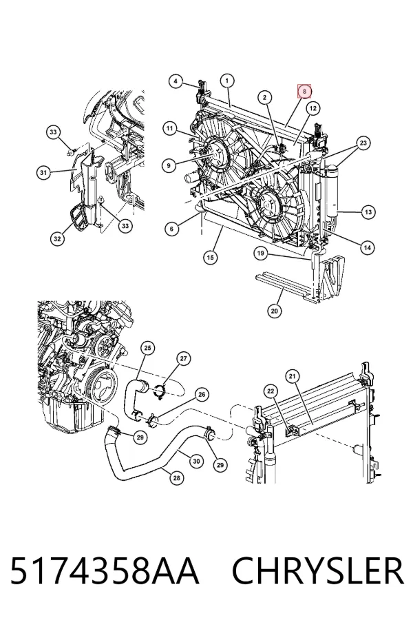 Ventilador de radiador 5174358AA Chrysler