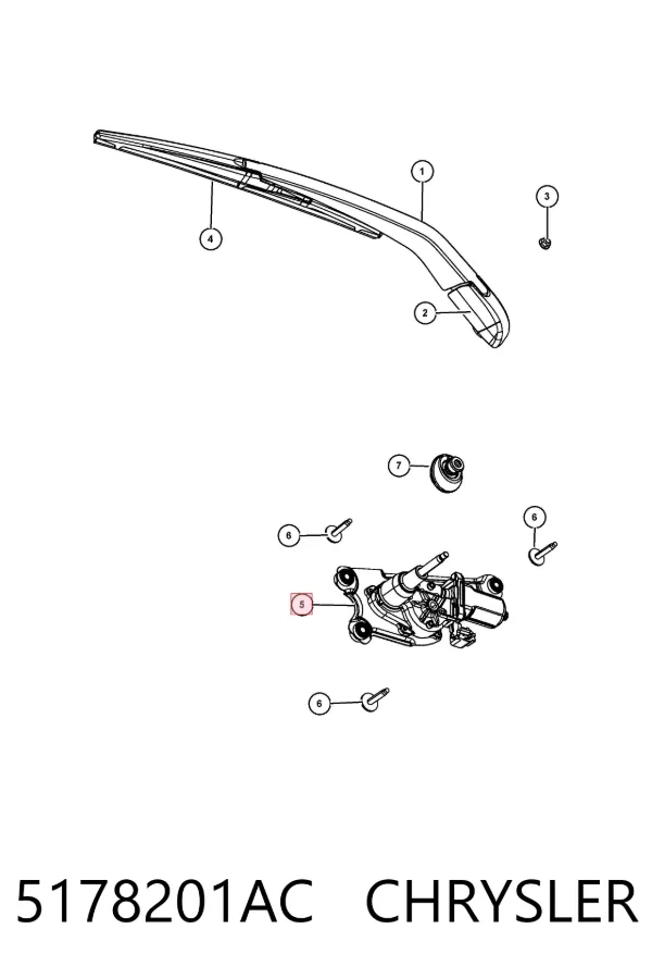 Motor limpiaparabrisas, trasera 5178201AC Chrysler
