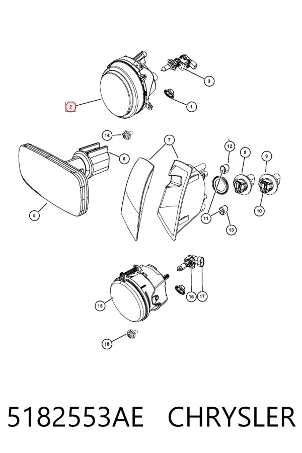 Faro izquierdo 5182553AE Chrysler