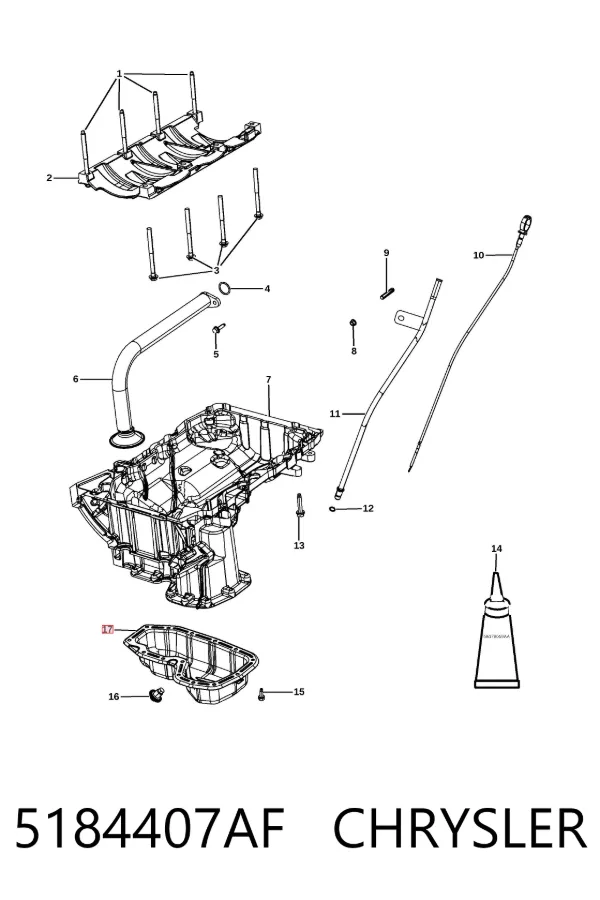 Cárter de aceite del motor 5184407AF Chrysler