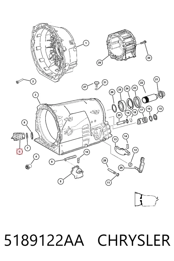 Conector de transmisión automática 5189122AA Chrysler