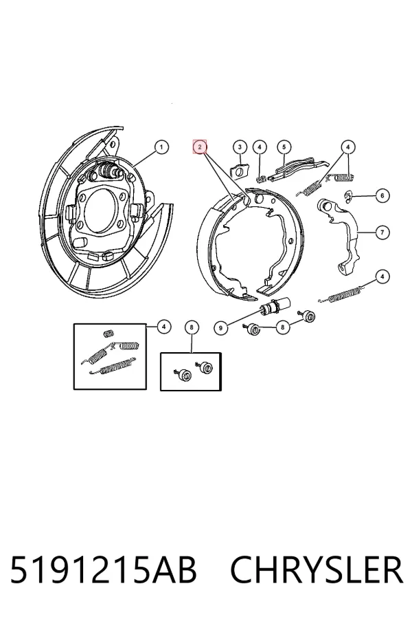 Zapatas de freno de mano 5191215AB Chrysler