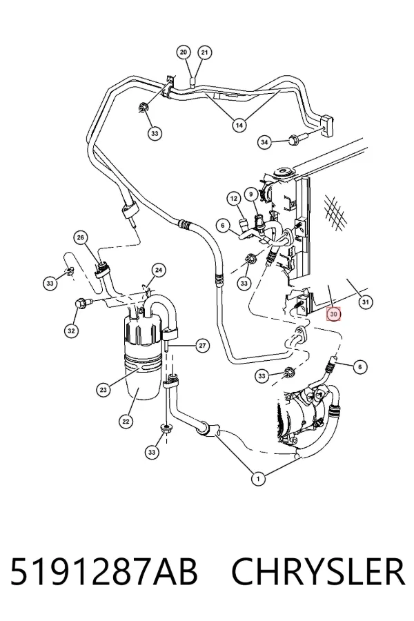 Condensador aire acondicionado 5191287AB Chrysler