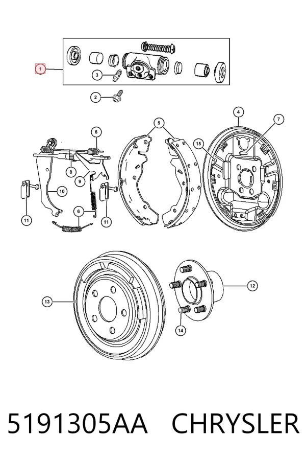 Cilindro de freno de rueda trasera 5191305AA Chrysler