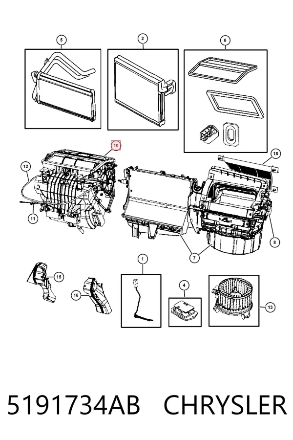 Caja de calefacción completa 5191734AB Chrysler