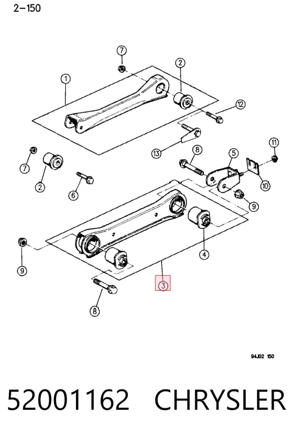 Brazo inferior izquierdo/derecho de suspensión delantera 52001162 Chrysler