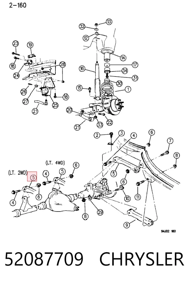 Silentblock del brazo superior de suspensión trasera 52087709 Chrysler