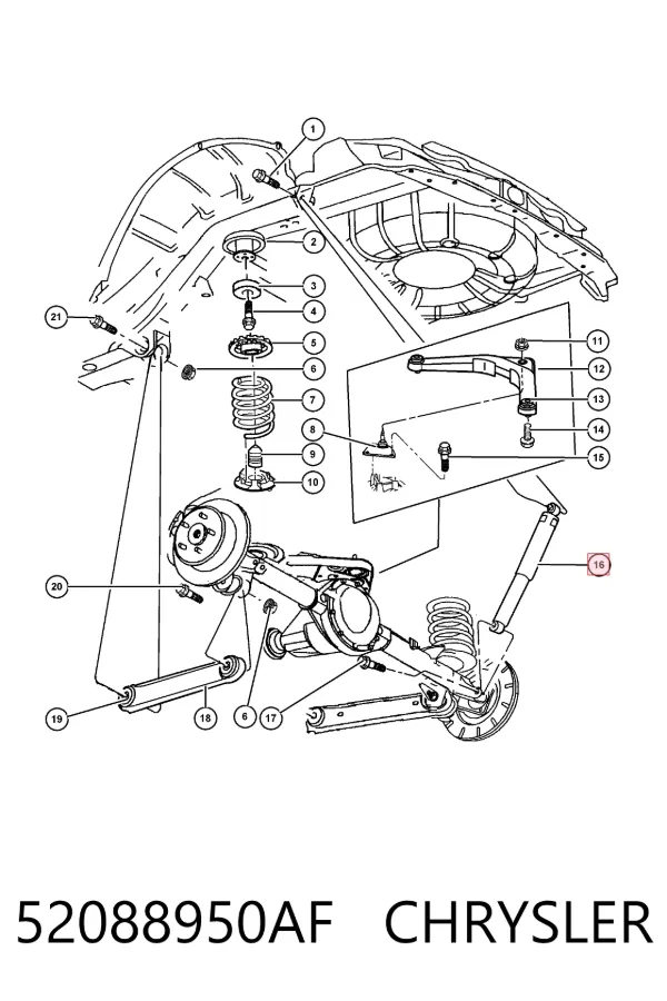 Amortiguador trasero 52088950AF Chrysler