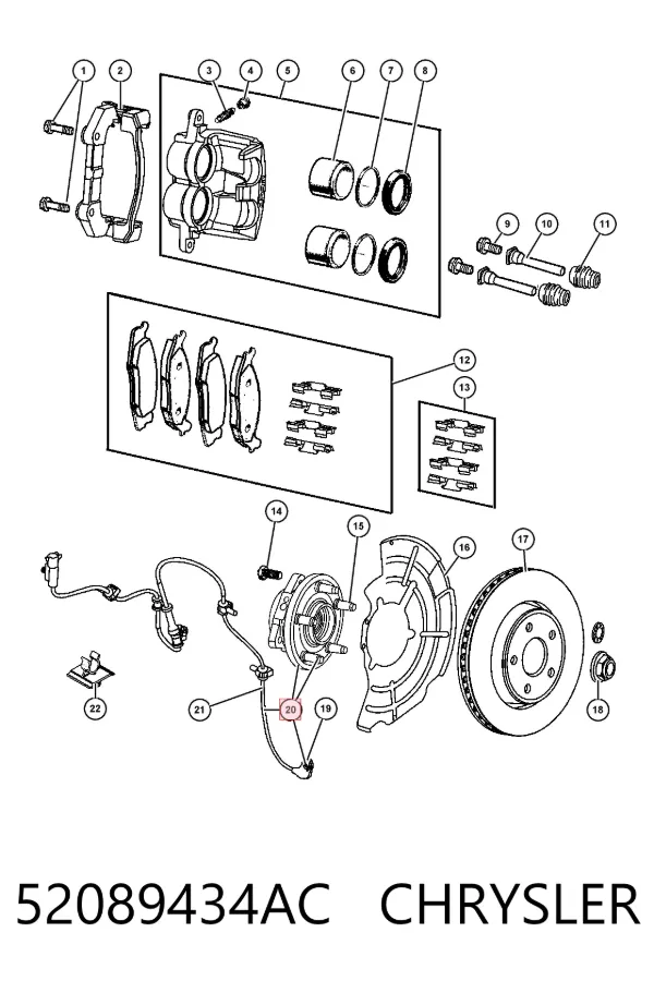 Buje de rueda delantero 52089434AC Chrysler