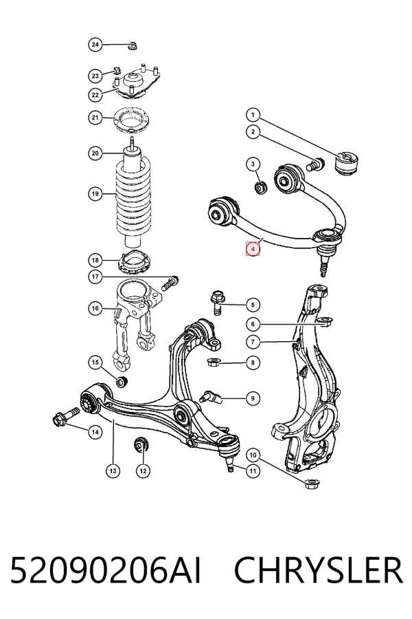 Brazo superior izquierdo/derecho de suspensión delantera 52090206AI Chrysler