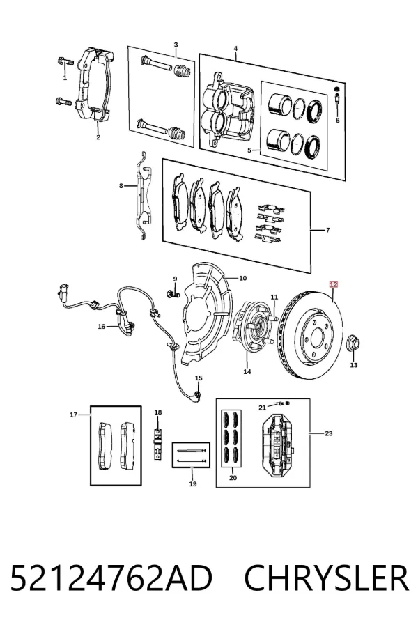 Disco de freno 52124762AD Chrysler