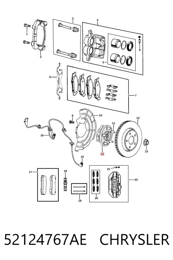 Buje de rueda delantero 52124767AE Chrysler