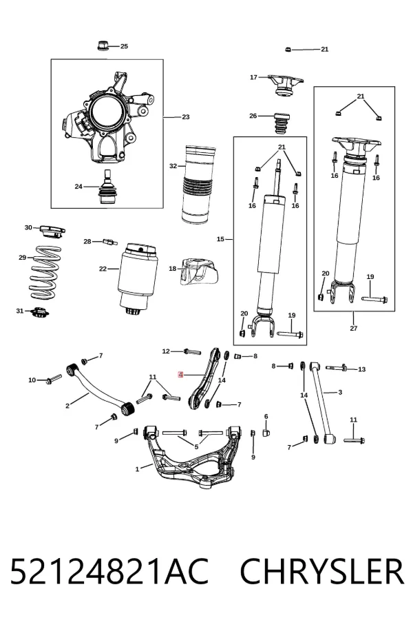 Brazo transversal izquierdo de suspensión trasera 52124821AC Chrysler