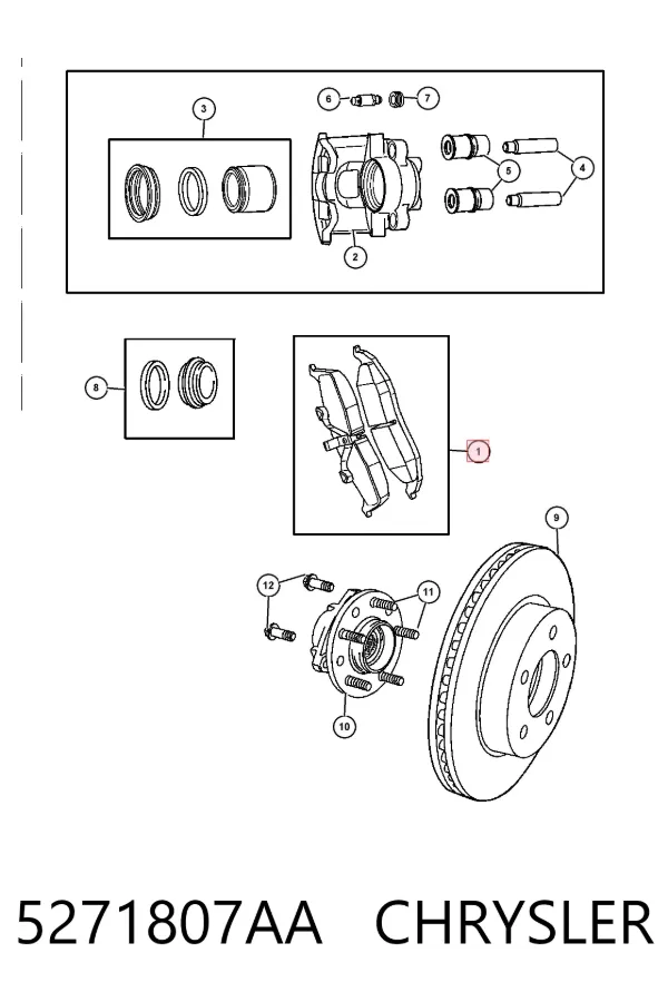 Pastillas de freno traseras 5271807AA Chrysler