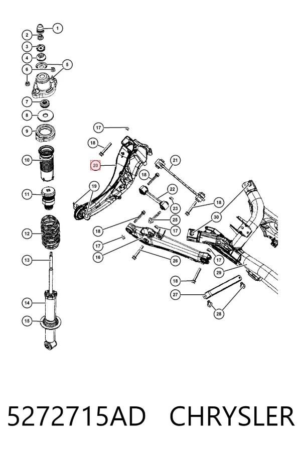 Mangueta trasera izquierda 5272715AD Chrysler