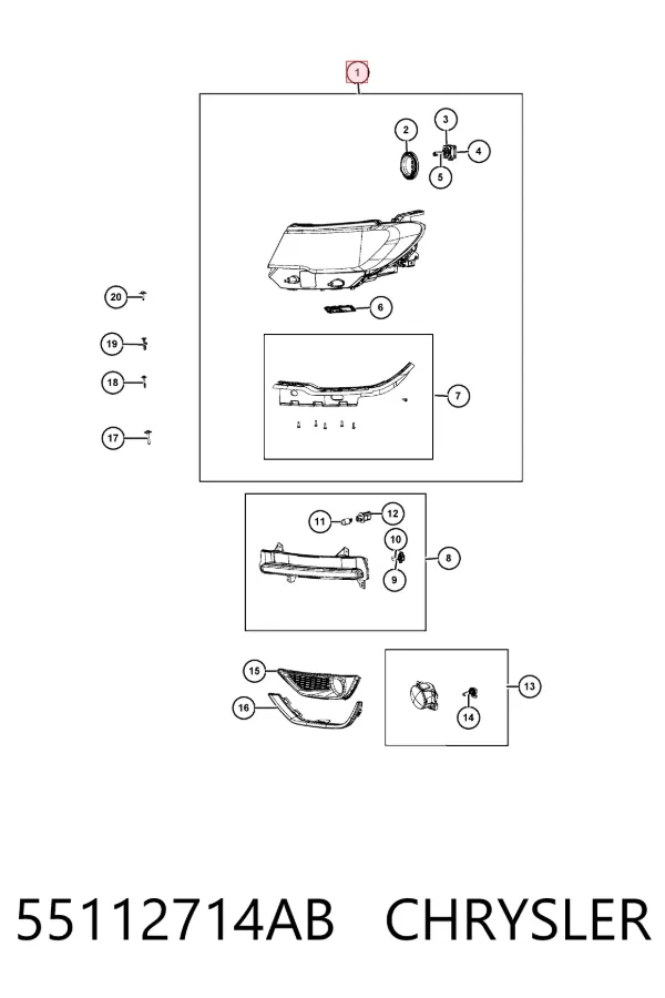 Faro derecho 55112714AB Chrysler